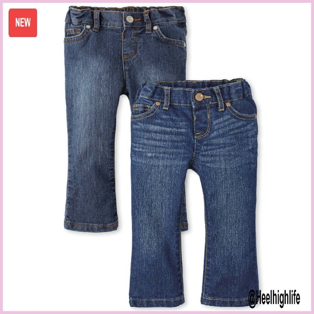 Baby Girl Bootcut Jeans 2-Pack Soft Cotton Blend Adjustable Waist